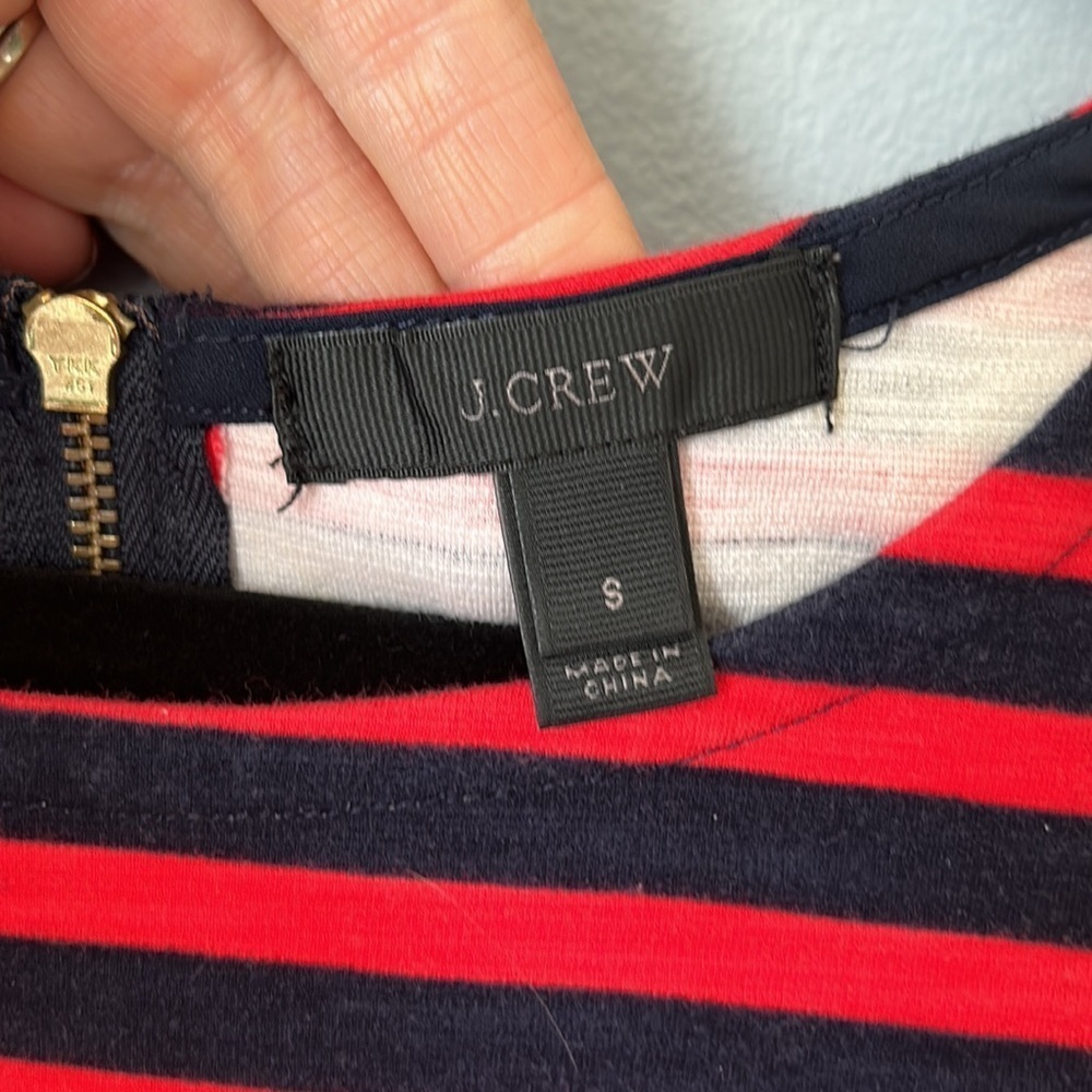 J Crew Women’s Red Blue Striped Casual Nautical Preppy T Shirt Dress size S - Picture 3 of 5